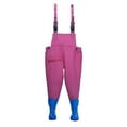 thumbnail image 3 of FAOWME Kids Boys Girls Chest Waders With Pocket Youth Fishing Waders For Toddler Children Waterproof & Fishing Waders With Boots Pink 9-10 Years, 3 of 8