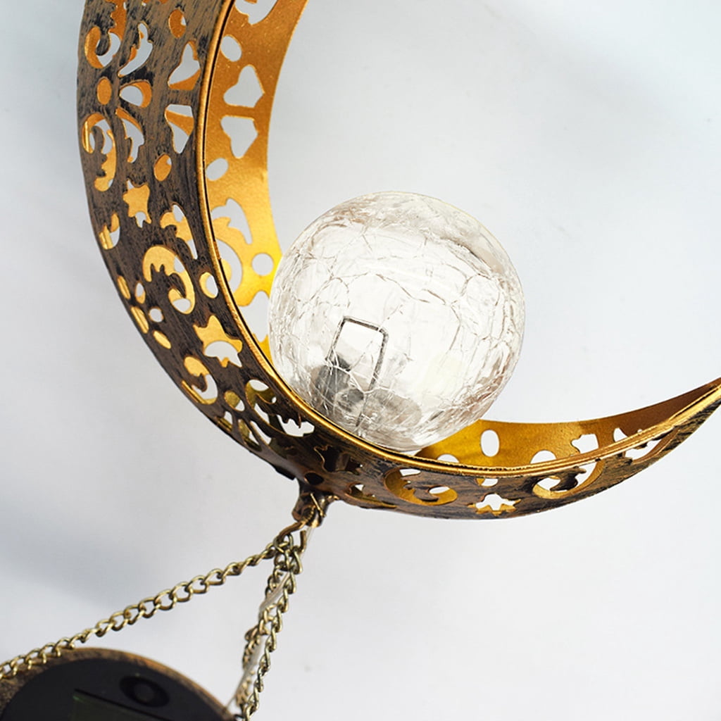 Elegant Solar Wrought Iron Hollow Moon Lamp Wind Chime Metal Multi-tube Hanging