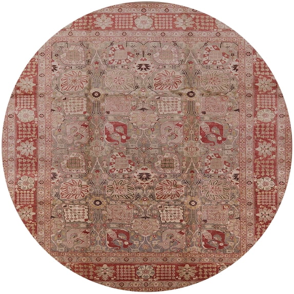 Ahgly Company Indoor Round Mid-Century Modern Chestnut Red Oriental Area Rugs, 6' Round