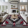 thumbnail image 4 of Boho Red Grey Large Area Rugs for Bedroom Living Room, Soft Non Slip Carpet Bedside Rug, Geometric Southwestern Retro Ethnic Rectangular Floor Cover Kitchen Accent Rug 8'x10' for Dining Room/Office, 4 of 9