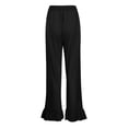 thumbnail image 6 of QHFBli Womens Wide Leg Pants Drawstring Elastic High Waisted Ruffle Hem Palazzo Pants with Pockets Casual Trousers, 6 of 8
