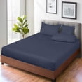 thumbnail image 6 of ROYALE LINENS 300 Thread Count 100% Long Staple Combed Cotton Fitted Sheet Twin XL - Super Soft Deep Pocket Bottom Sheet - Fitted Sheets Only - Elastic Sheets (Twin XL, Navy), 6 of 9