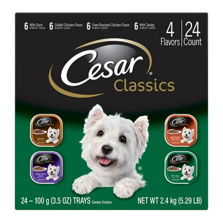 CESAR CANINE CUISINE Wet Dog Food Poultry Variety Pack, (24) 3.5 oz. Trays