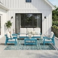 thumbnail image 5 of CIOKEA HDPS 7-piece Outdoor Sectional Sofa Set, Patio Furniture Set , All Weather Outdoor Conversation Set for Deck, Lawn, Blue Frame with 4.5IN Beige Cushion, 5 of 9