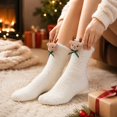 thumbnail image 5 of Kamentoy Socks For Women Christmas Thick Coral Fleece Fuzzy Mid Calf Crew Socks Soft Warm Plush Sleep Socks for Ladies Fall Winter Indoor Lounging Rest Christmas Holiday, 5 of 6