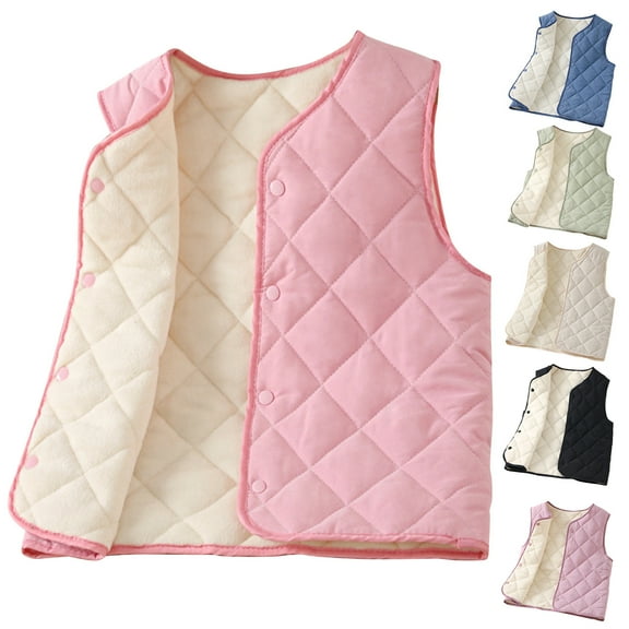 Zwiiyzr Baby Boys Girls Warm Jacket Cotton Vest Sleeveless Spring Fall Unisex Infant Toddler Padded Waistcoat 2-9Y Beige