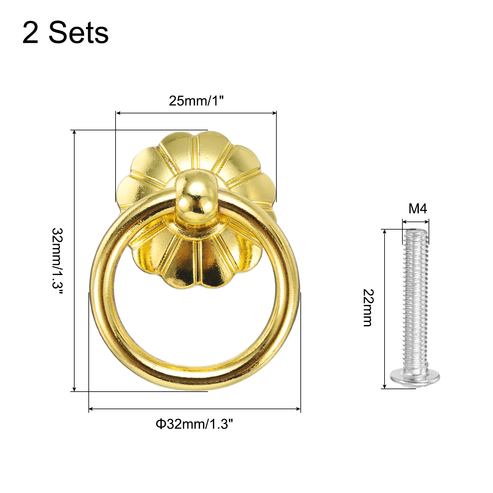 Unique Bargains Retro Dresser Pulls Handles with Screws Zinc Alloy 2Sets 1.5"