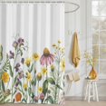 thumbnail image 3 of Shower Curtain Spring Floral Shower Curtains for Bathroom Decor, Waterproof Polyester Shower Curtain Set with Hooks, Standard Size 72" x 72" Wildflowers Leaves Plant, 3 of 9