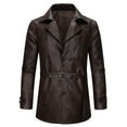 thumbnail image 2 of YueHuiYing Mens Trench Coat Slim Fit Notched Collar Fall Winter Single Breasted Pea Coat Warm Soft Overcoat, 2 of 9