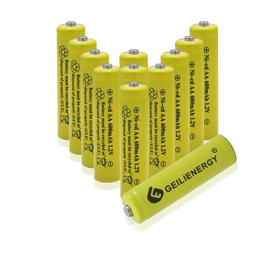 GEILIENERGY NiCd AA 600mAh 1.2V Rechargeable Batteries for Solar Lights(Pack of 12)