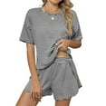thumbnail image 1 of Pijama de verano for mujer, de manga corta a rayas, informal, cómodo, conjunto de 2 piezas for el hogar, 1 of 6