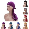 thumbnail image 3 of Breathable Unisex Men Women Velvet Bandana Hat Turban Cap Doo Durag Headwear Yellow, 3 of 4