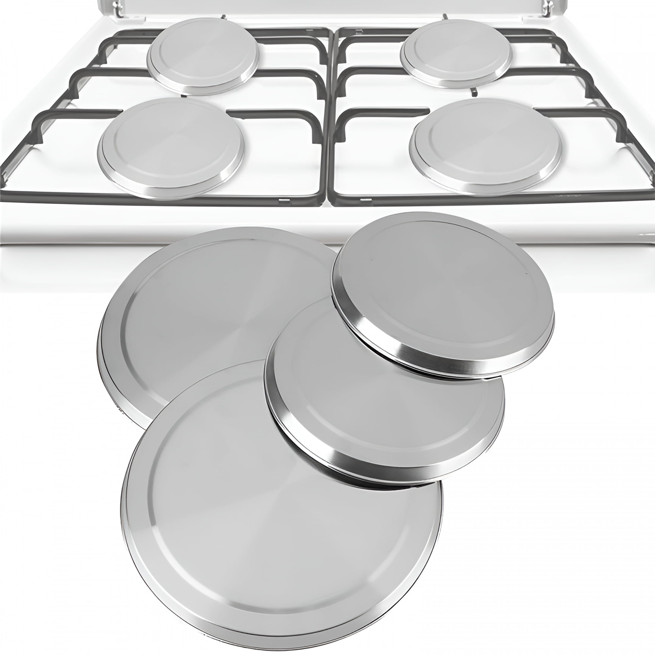 ACDANC 2026 New 4Pcs Stove Guard for Gas Stoves Gas Stove Burner Protectors for Kitchen, Home, Apartment Silver Round