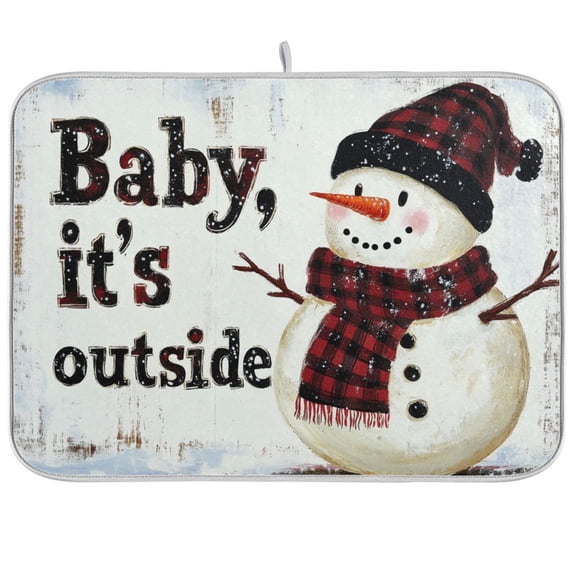 BZSMCE Dish Drying Mat Cute Snowman with Scarf Design Drying Mats