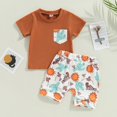 thumbnail image 2 of Otqutp Kids Beach Clothing Sets for Spring Summer Boys Short Sleeved T Shirt Shorts Suit Sun Cactus Print 2PCS Handsome Suit, 2 of 8