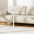 thumbnail image 6 of Bamboo Sofa Tray Table C Shaped Side End Table with Metal Base, Adjustable Height Swivel Snack Couch for Bed Small Spaces Living Room White Table and White Base, 6 of 12