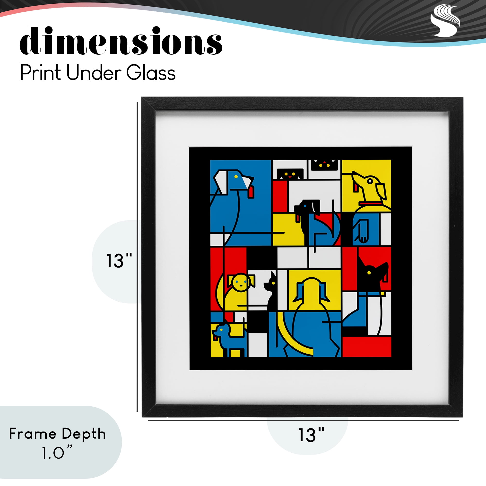 Stupell Industries Color Block Dogs Abstract Black Framed Print Under Glass, design by Tobe Fonseca
