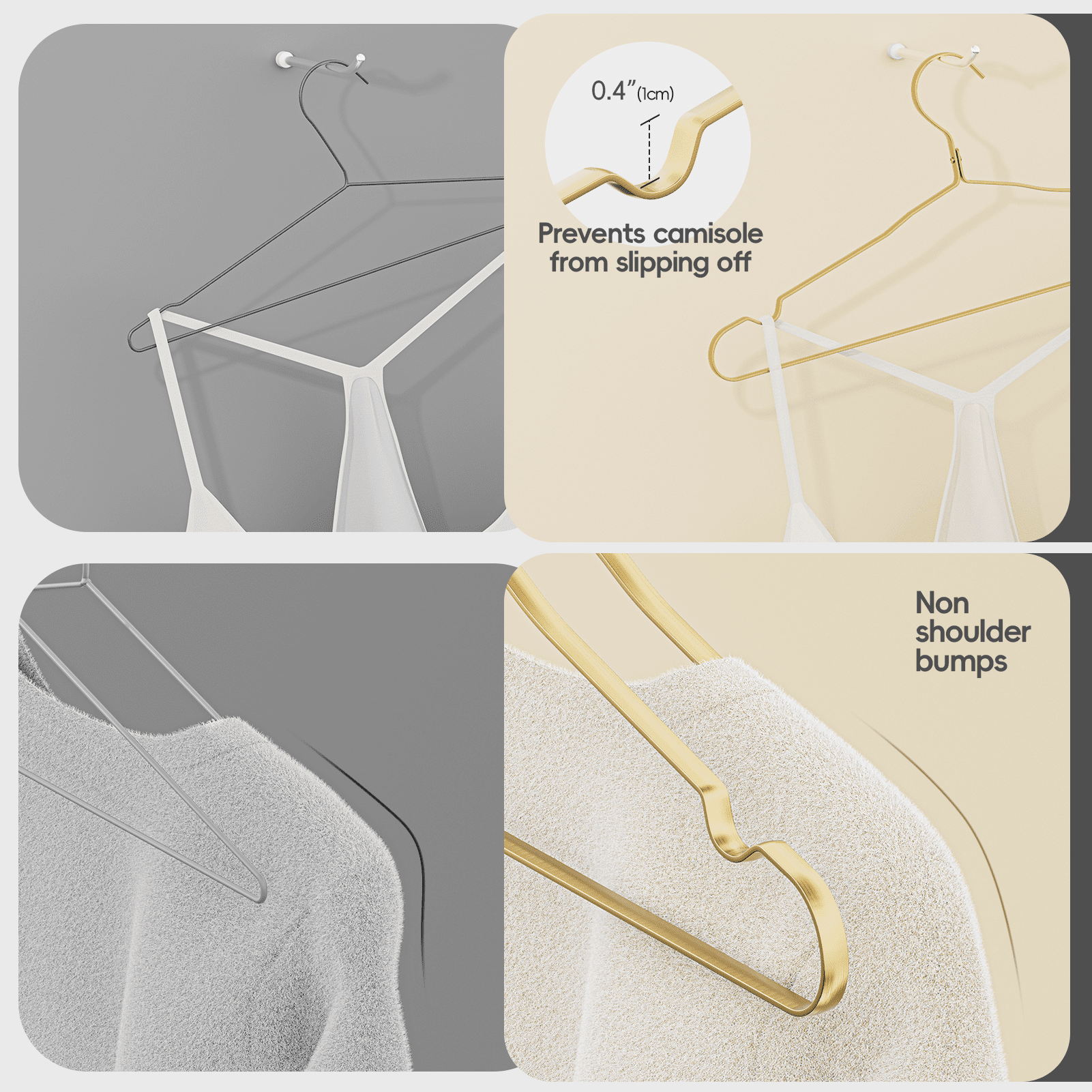 Ueakpic Aluminum Wide Coat Hangers,Durable Metal Hanger for Heavy Clothing,Gold Matte, 20 Pack