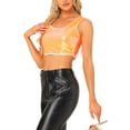 thumbnail image 4 of INSPIRE CHIC Women's Metallic Sequin Crop Top Sparkle Glitter Sleeveless Party Club Tank Top L Orange, 4 of 6