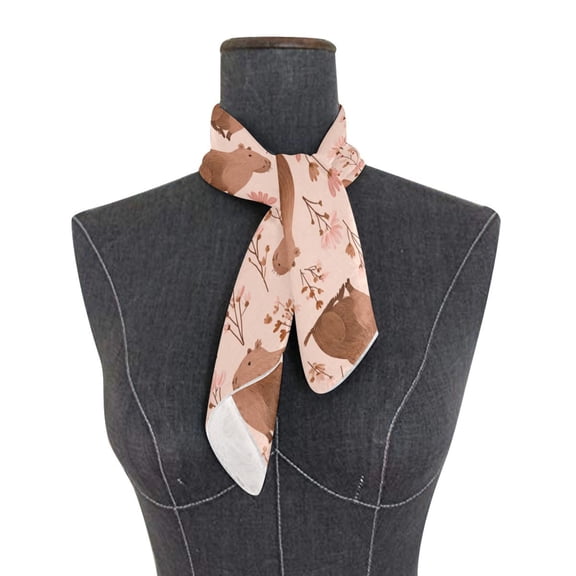 Square Scarf 24x24 Inch Cute Brown Capybara Pattern Silky Satin Sun Protection Neck Scarf for Women Multi-Purpose Head Wrap Bandana for Hair Bag Decoration