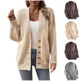 thumbnail image 6 of WREESH Fashion Cardigan Women's Solid Color Botton Fall and Winter Long Sleeve Loose Sweater Top Sweater Coffee, 6 of 6