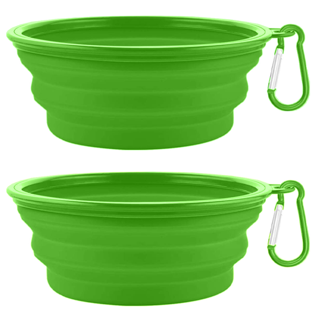 Cuencos plegables para perros, cuencos portátiles de viaje para perros, 2 cuencos de silicona para mascotas MFZFUKR CPB-US-CJZ668-2