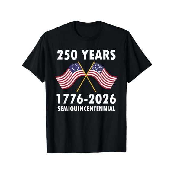 250 Years 1776-2026 Semiquincentennial USA Patriotic American Flag T-Shirt for Men and Women
