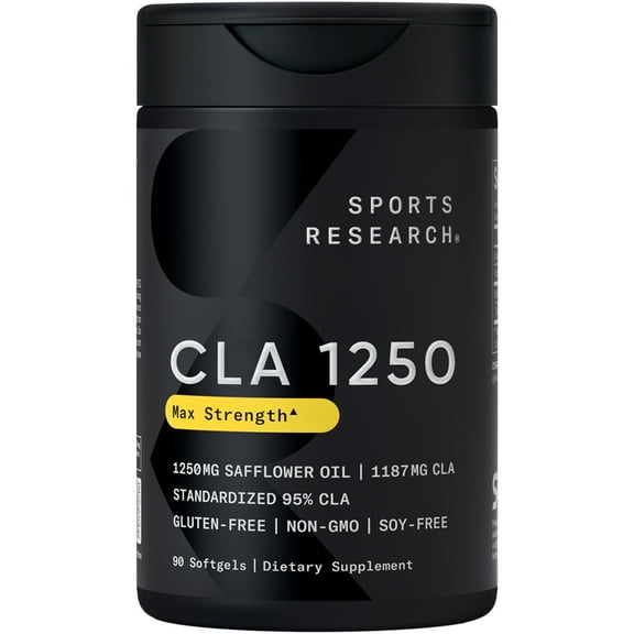 Sports Research® CLA 1250mg Active Conjugated Linoleic Acid, Soy & Gluten Free (90 Softgels)