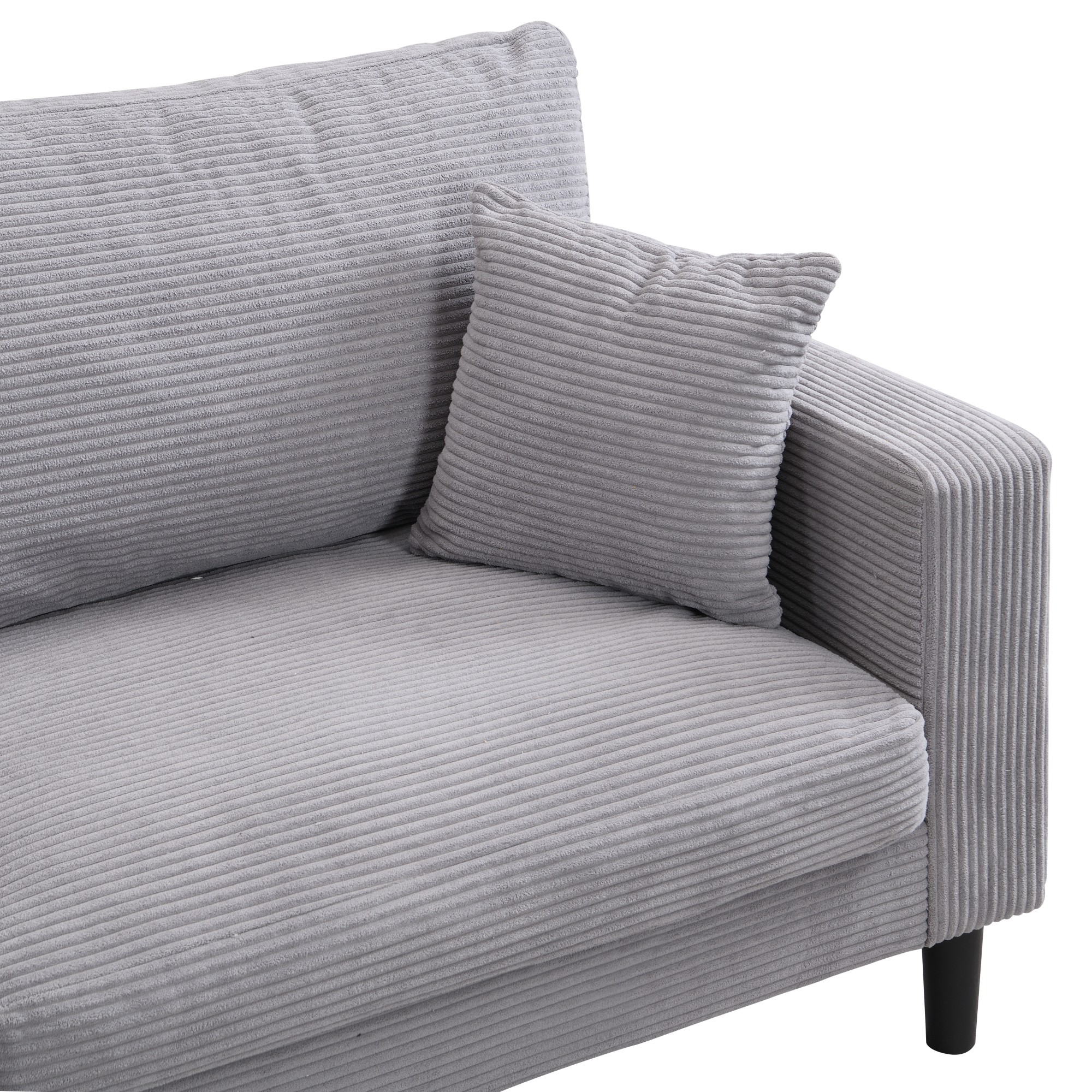 74" Modern Upholstered Sofa Couch,Comfy 3 Seater Sofa with 2 Pillows for Living Room Bedroom Apartment,Light Gray