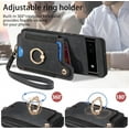 thumbnail image 4 of Phone Case for Google Pixel 6A 5G 2022 Wallet Cover with Tempered Glass Screen Protector and Wrist Strap Lanyard RFID Credit Card Holder Ring Stand Cell Accessories Pixel6A A6 Women Men Black, 4 of 12