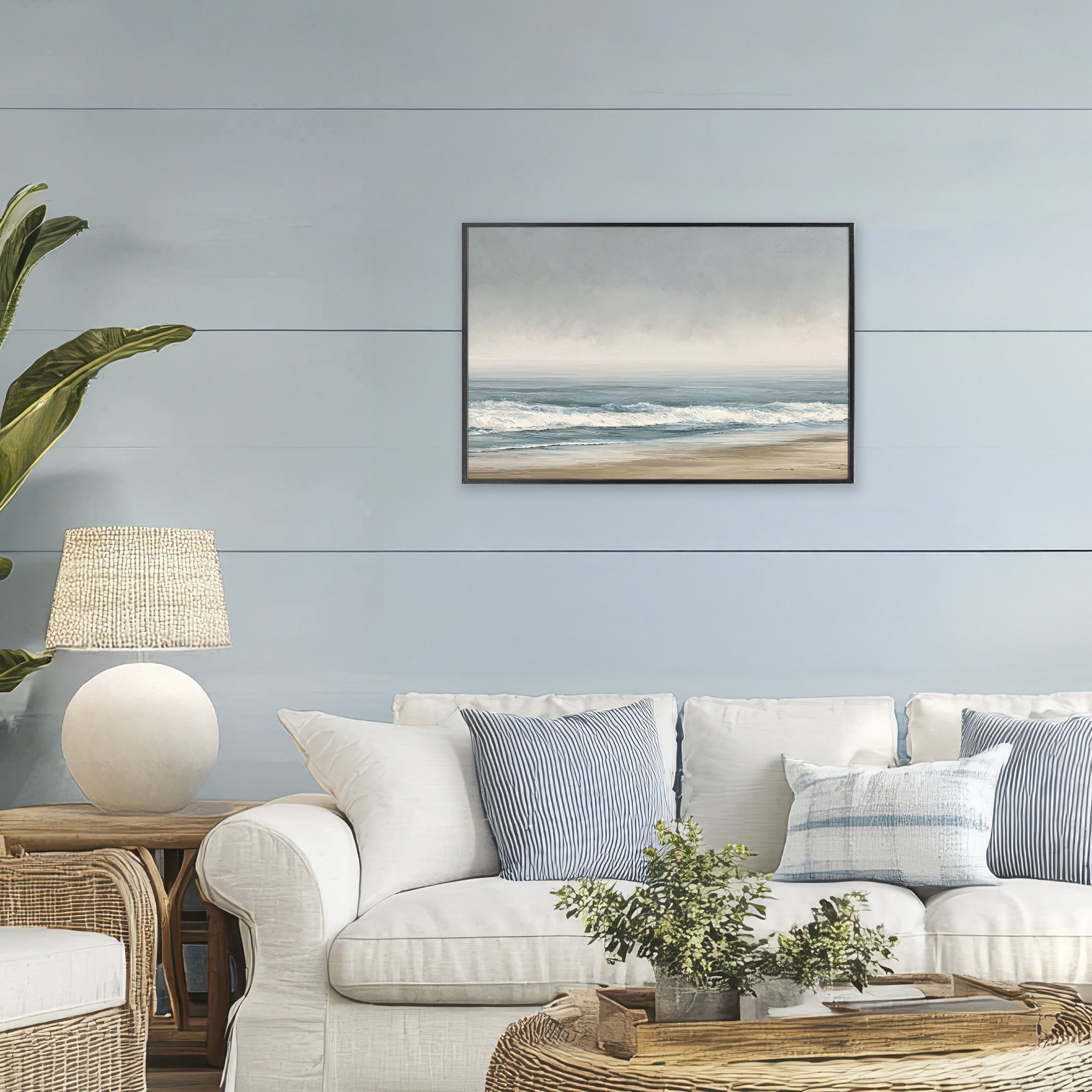 Stupell Industries Tranquil Mist Beachscape Black Framed Giclee Art, design by Jacky Ngan