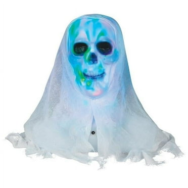 Lightshow Skull Bust with White Face Halloween Decoration