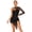 Black, variant on Women's One Shoulder Asymmetric Leotard Lyrical Dance Figure Ice Skating Dress Green XL