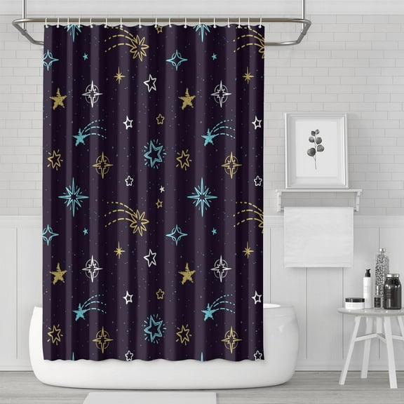 Outer Space Shower Curtain Galaxy Theme Waterproof Bathroom Curtain Quick Dry Machine Washable with Metal Grommets 72x72