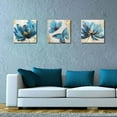 Paimuni Blue and Gold Paintings Floral Canvas Prints 3 Panel Flowers
