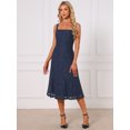 thumbnail image 2 of DARING DIVA Women's Lace Prom Straps Square Neck Sleeveless Midi Dress M Dark Blue, 2 of 5