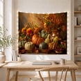 thumbnail image 5 of Pumpkins and Berries on a Muted Brownish-Gold Background, Nostalgic Rustic for Autumn Decor Lovers, Still Life Wall Art, Thanksgiving Gift, Tapestry Wall Hanging for Living Room and Bedroom, 5 of 7