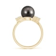 thumbnail image 2 of Angara Tahitian Cultured Pearl Bypass Ring with Diamond Trio in 14K Yellow Gold for Women | June Birthstone Jewelry for Her, 2 of 8