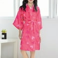 thumbnail image 2 of RUTAYY Teen Girls Bathrobe Medium Sleeve Butterfly Flower Tie Up Summer Cardigan Robe Bathrobe Dreamy Homewear, Watermelon Red, 11-14 Years, 2 of 9