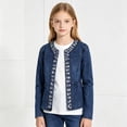 thumbnail image 4 of Edvintorg Jean Jacket for Girls Crew Neck Long Sleeve Open Front Denim Coat Teen Clothes for Girls Size 12-17, 4 of 9