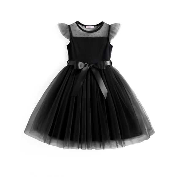 Oudiya Toddler Girls Tutu Dress Summer Contrast Mesh Party Dresses Cute Princess Tulle Sundress with Belt 2-8Y