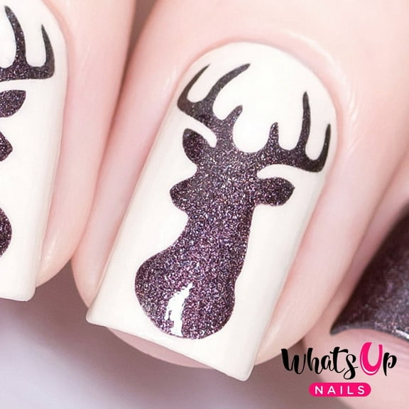 Whats Up Nails Antler Vinyl Stencils for Christmas Nail Art Design