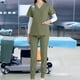 thumbnail image 1 of Conjunto de uniformes exfoliantes de manga corta perfecl para enfermera pantalones cuello en V ropa de trabajo mujer Verde l, 1 of 8