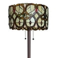 thumbnail image 4 of 63" Beige Two Light Torchiere Floor Lamp With Red And White Flowers Glass Drum Shade, 4 of 8
