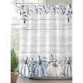 thumbnail image 2 of Blue White Fall Thanksgiving Pumpkin Shower Curtain, Eucalyptus Leaf Farmhouse Bathroom Decor Curtains Set with Hooks, Waterproof Fabric Home Accessories， 72 X 84 Inch Extra Long, 2 of 6