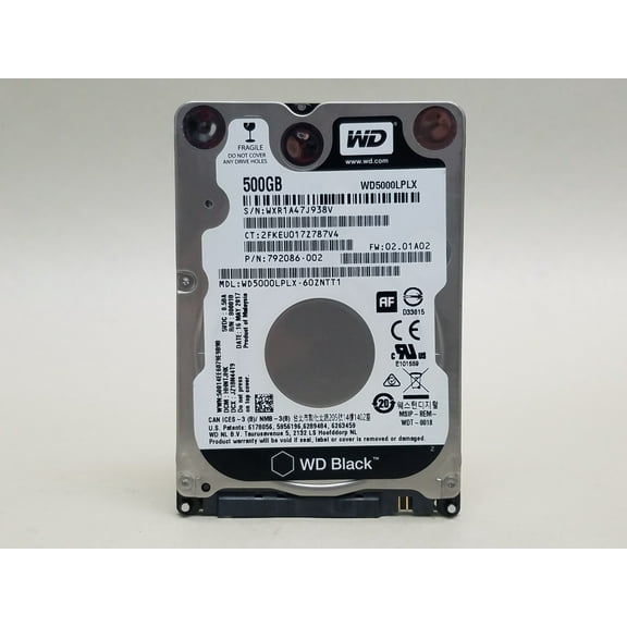 Pre-Owned Used Western Digital WD Black WD5000LPLX 500 GB 2.5" SATA III Laptop Hard Drive