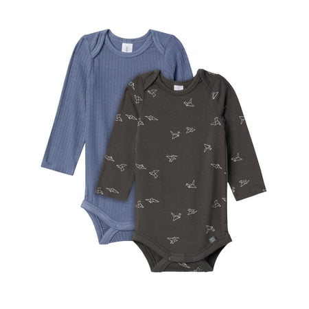 Modern Moments by Gerber Gender Neutral Super Soft Viscose Long Sleeve Bodysuits, 2-Pack, Sizes Newborn - 12 Months
