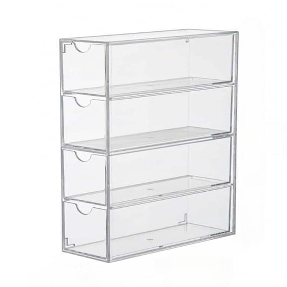 JQDWMDLX 4 Compartments Drawer Organiser for Make Up Office Craft Plastic Drawer Tower,Clear