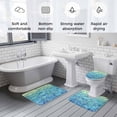 thumbnail image 5 of Turquoise Blue Teal Bath Mat 3 Piece Bathroom Rug Set, Chic Stained Glass Texture Aesthetic Non Slip Bath Rug Contour Mat and Toilet Lid Cover, Absorbent Shower Mats Soft Bath Rugs and Mats Sets, 5 of 8