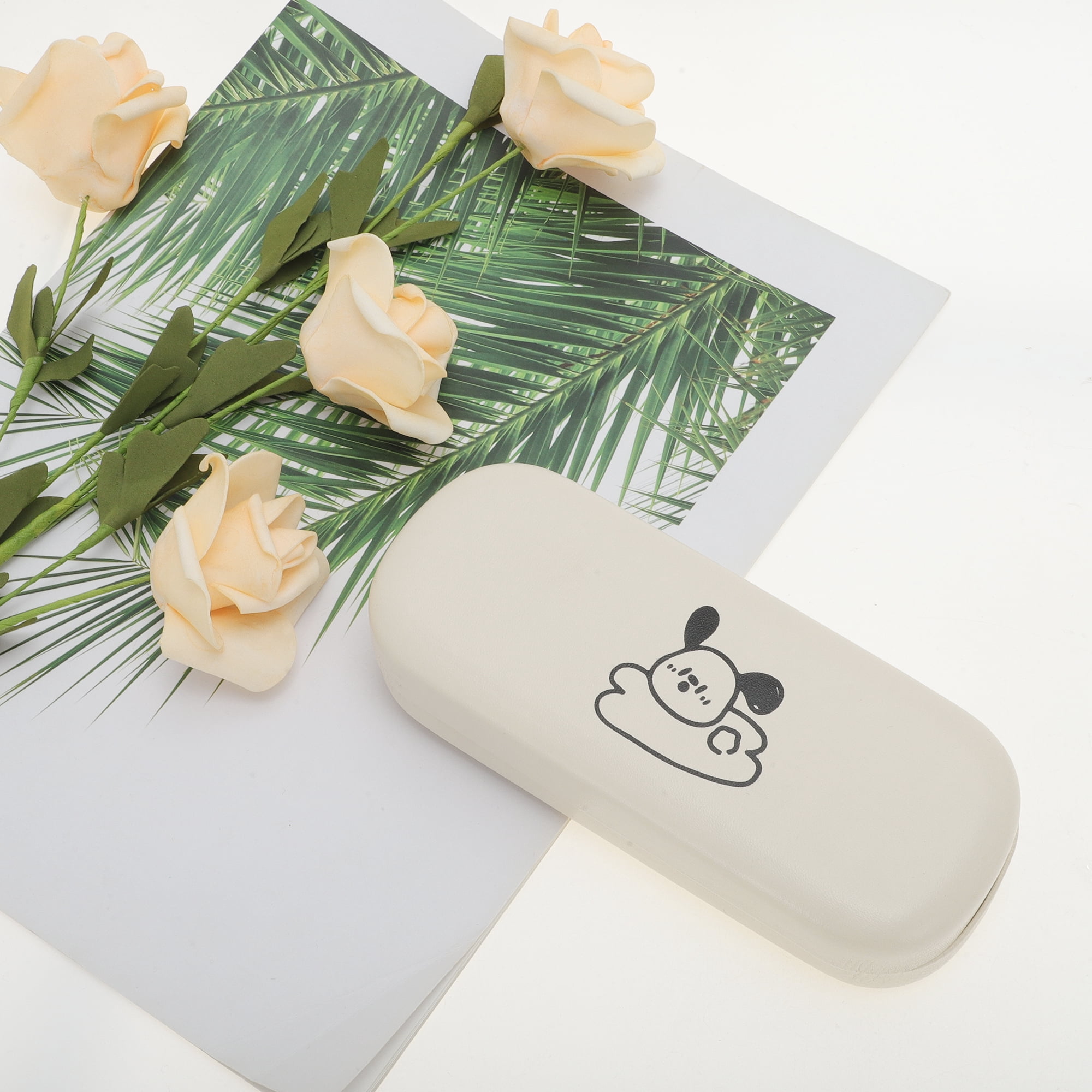 Unique Bargains Eyeglasses Case Portable Eyeglasses Storage 6.34"x2.56"x1.38" Beige 1 Pc